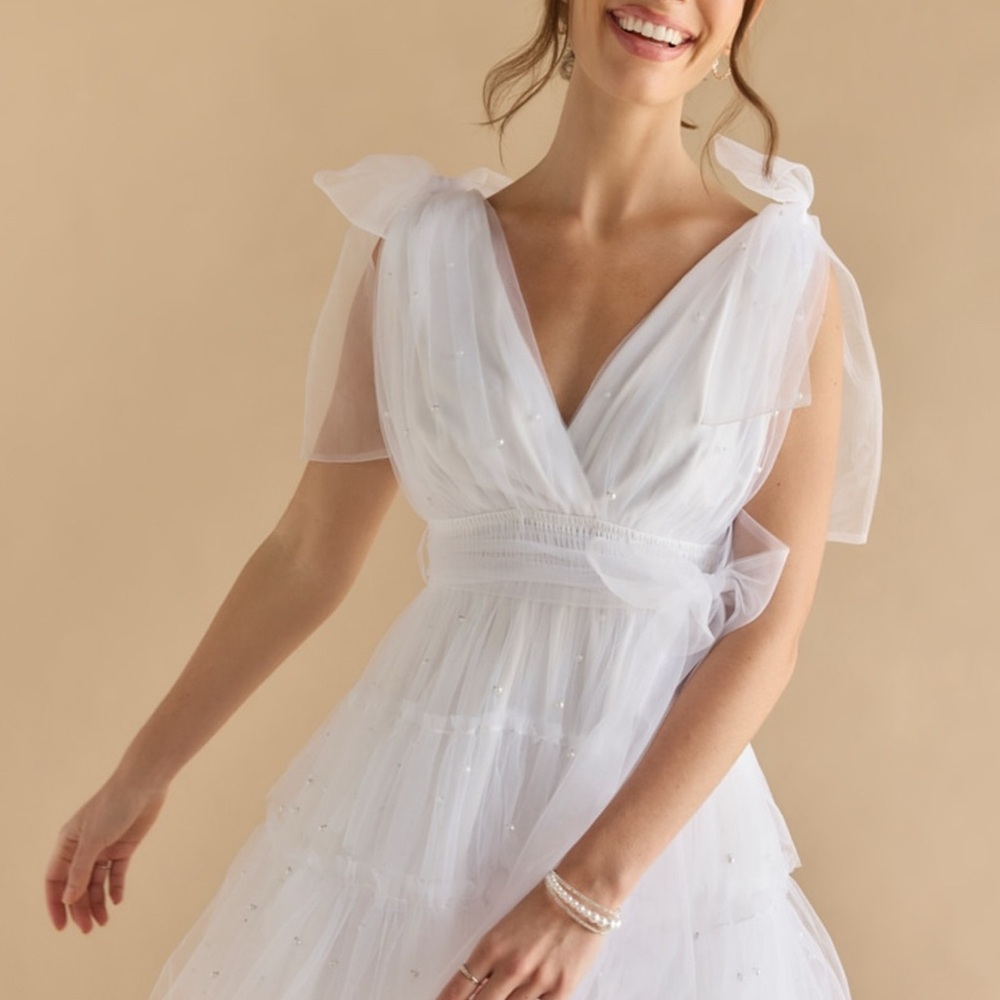 Judy Tulle Pearl Tiered Dress